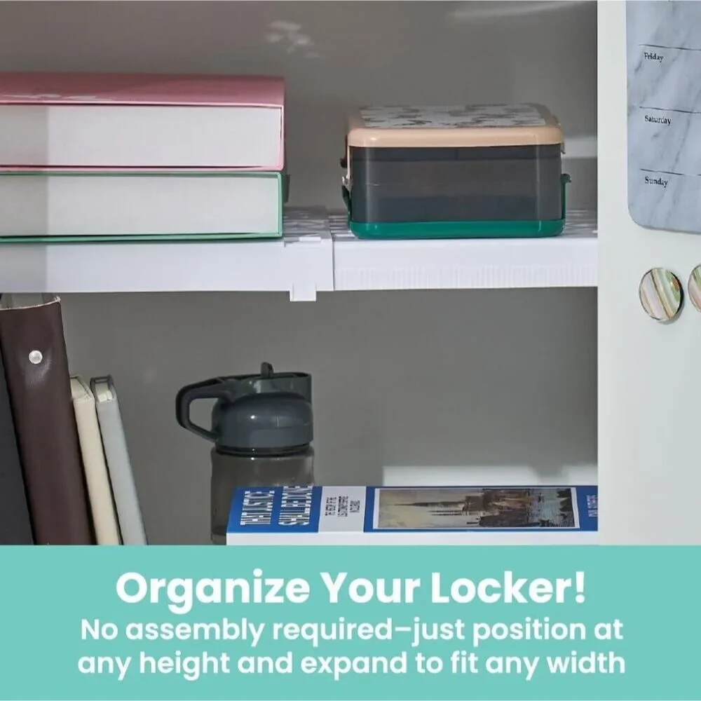 LockerMate Adjust-A-Shelf Locker Shelf, Easy to Use, Extends to Fit Your Locker